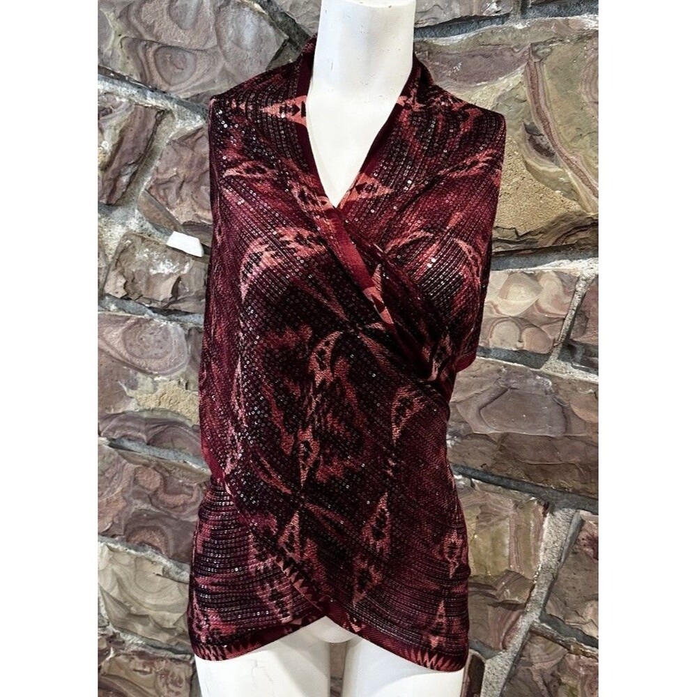 Rare Lauren Ralph Lauren Burgundy Burnout rayo Blend Fringed Shawl Scarf 80"x20"